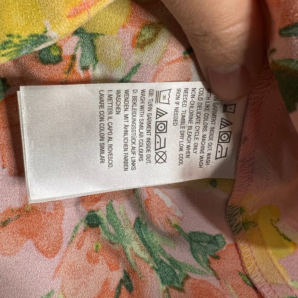 Isaac Mizrahi LIVE! Printed Stretch Crepe Blouse Pink Medium - Picture 8 of 9